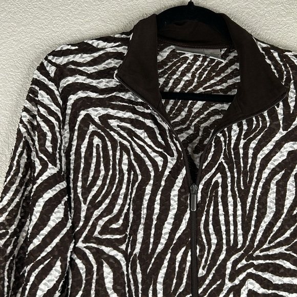 Chico's Brown & White Zebra Print Sheer Long Sleeve Lightweight Jacket Size M - Picture 2 of 6